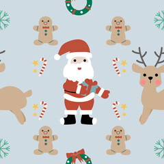 Obraz premium Seamless christmas pattern with snowfake, Gift box, color pastel.