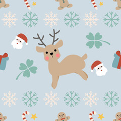 Seamless christmas pattern with snowfake, Gift box, color pastel.