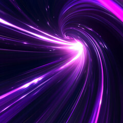 Fototapeta premium Speed and light turbine movement with purple tones and gradients with glow on a dark background 