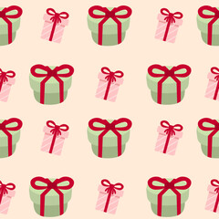 Seamless pattern with gift boxes background Vector Image, pastel color