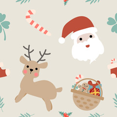 Fototapeta premium Seamless pattern of Christmas, Gift box, other Vector graphics.