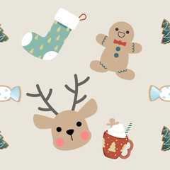 Seamless pattern of Christmas, Gift box, other Vector graphics.