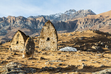 The City of Dead, stone tombs in Caucasus near Cmiti, North Ossetia-Alania, Russia