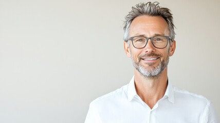 Fototapeta premium Confident Senior Professional in White Shirt