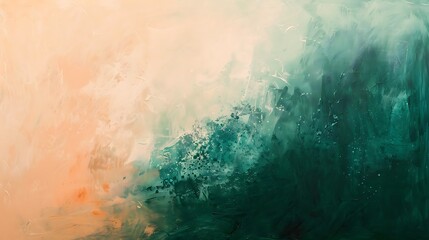 Fototapeta premium Abstract Green and Orange Canvas Painting