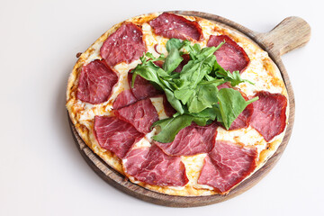 fume beef pizza, pepperoni, slice, fume meat, chicken mushroom 