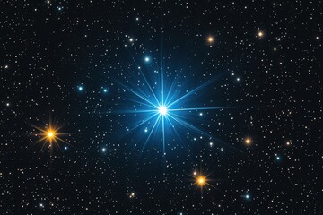 Fototapeta premium 青い輝きを放つ星と背景の無限の星空が広がる宇宙の美しさ