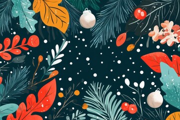 winter Christmas flat background vector, greeting card , wallpaper