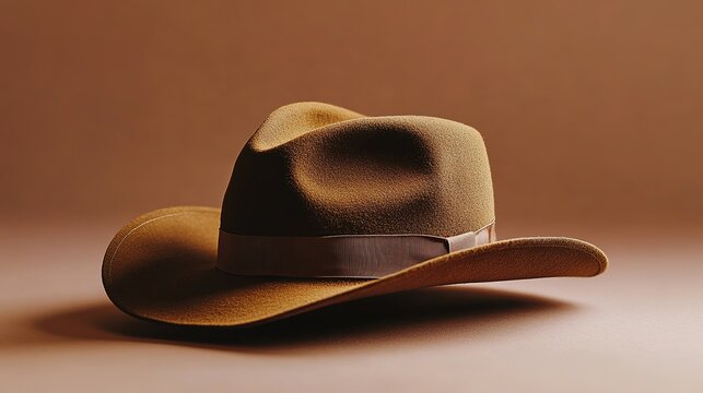 high quality stock photo of classic australian akubra hat resting on plain background symbolizing essence of australian