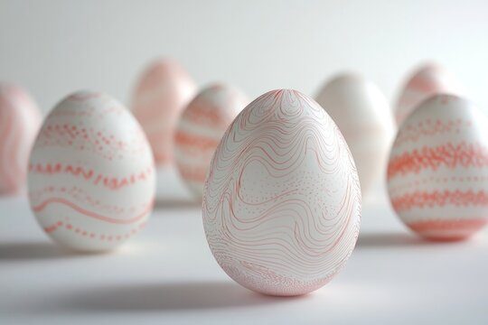 Delicate hand-painted eggs in soft pastel hues arranged for a spring celebration showcasing intricate designs