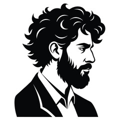 High Contrast Silhouette of a Man with Unkempt Hair