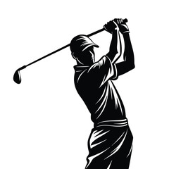 Dynamic Golfer Silhouette with Sharp Lines