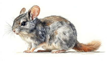 Obraz premium Cute Chinchilla Watercolor illustration on white background 