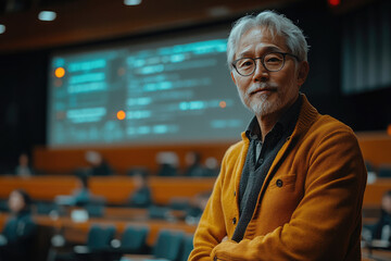 Senior Male Speaker at a Conference or Lecture