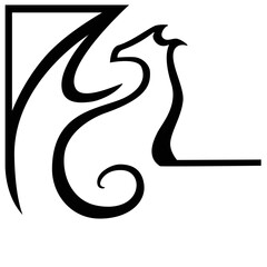 Dragon sitting stylized - vector image for logo or pictogram. Dragon for icon or sign