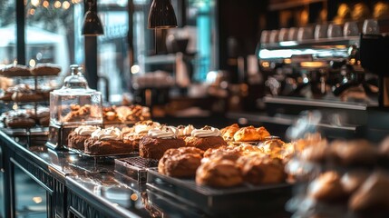 Inviting Aroma of Fresh Coffee Roasting in a Cozy Caf&eacute; Setting, with Baked Goods on Display and a Warm Atmosphere for a Perfect Morning Experience