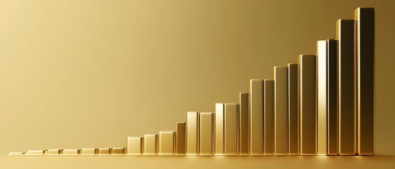 Obraz premium An abstract representation of growth with golden bars illustrating progress in a captivating visual.