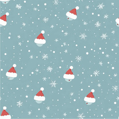 Vector Simple Christmas pattern of small Santa hats