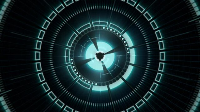 HUD Circular Elements Move through Loop Overlay on Transparent Background