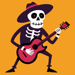 Obraz premium A skeleton playing the guitar