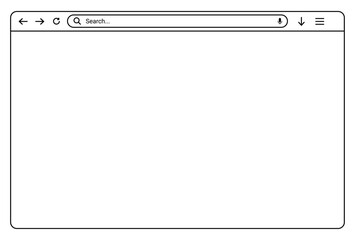 Browser Window: Line Design Mockup of a Blank Web Page for Computer, Tablet, and Mobile - Stock Vector Template