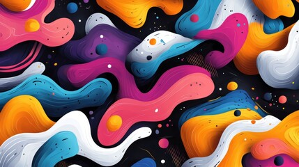 Abstract background, vibrant colors, fluid shapes, dynamic composition, high resolution, seamless pattern