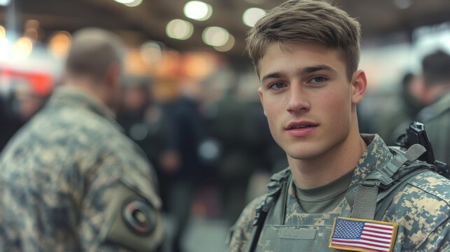 Veteran connects with job seekers at a career fair, highlighting skills and opportunities