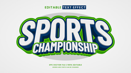 Sports championship 3d editable text effect