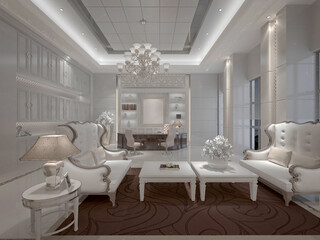3d render neo classic living room