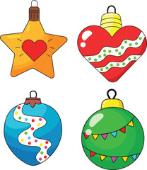 Hand draw Cute Christmas ball vector illustration. Christmas set element.