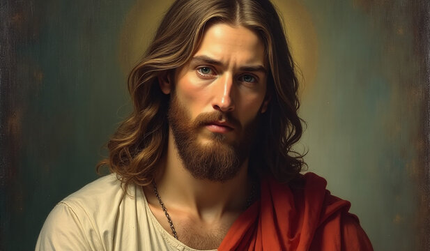 jesus painted serene portrait canvas artist