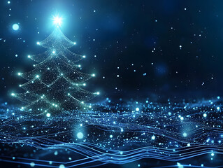 Festive Christmas New Year background with fir tree, decorations and gifts. Neural network AI generated art