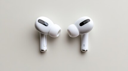 Wireless Earbuds on Neutral Background, Modern and Sleek Design, High-Quality Sound, Comfortable Fit, Ideal for Music Lovers and Everyday Use