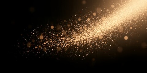 Fototapeta premium Golden sparkles burst across a dark background, creating a magical, elegant effect.