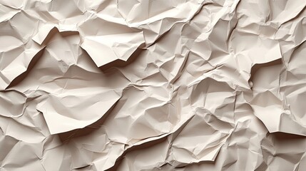 Obraz premium Close-up of crumpled, textured, off-white paper background.