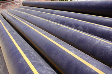 PVC sewer pipes for waste water, ready for installation on Iracema beach, Fortaleza - Brazil.