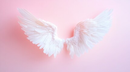 Fototapeta premium small and delicate angel wings for a child's costume, displayed on a simple pastel background