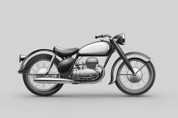 Obraz premium Vintage motorcycle showcased in a neutral background emphasizing classic design and craftsmanship
