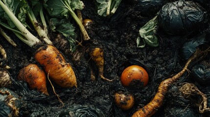 Freshly Harvested Organic Carrots and Vegetables