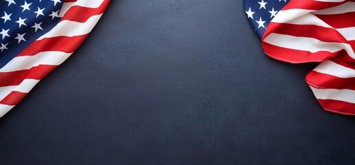 Obraz premium American flag corners on dark blue background.