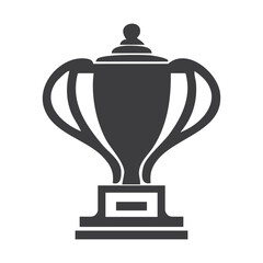 Trophy Icon, Black Silhouette Front View, Simple Flat Vector Illustration on White Background, Reward symbol sign for web and mobile