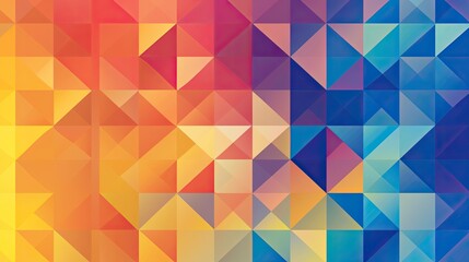 Obraz premium Vibrant Geometric Background Featuring a Bold Array of Triangular Shapes in Warm and Cool Tones Ideal for Modern Design Projects and Digital Art
