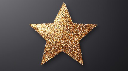 Sparkling Gold Star with Glittering Texture on a Dark Background, Ideal for Celebratory Themes, Awards, and Festive Occasions, Radiating Warmth and Shine