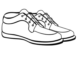 Pair of Men's shoes with laces - vector linear picture for coloring. Shoes icon or logo for shoe store. Outline. Men's boots.	