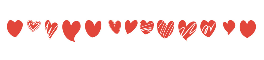 Heart Valentine's Day. Love symbol isolated editable vector icons. Hand drawn vector isolated set.