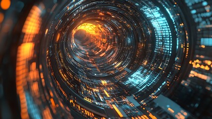 Obraz premium 3d futuristic highway digital binary cityscape concept of big data machine learning artificial intelligence hyper loop virtual reality random seed aspect ratio 16:9