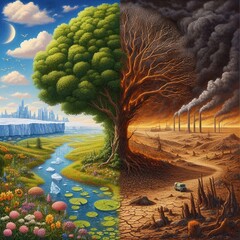 Kontraste des Klimawandels: Natur vs. Zerstörung