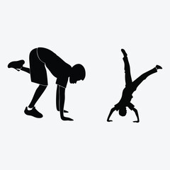 Fototapeta premium Gymnastic poses silhouette vector art and illustration