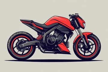 Obraz premium Stylish red motorcycle design displayed in a modern artistic style