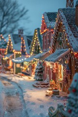 Gingerbread houses in a christmas town.